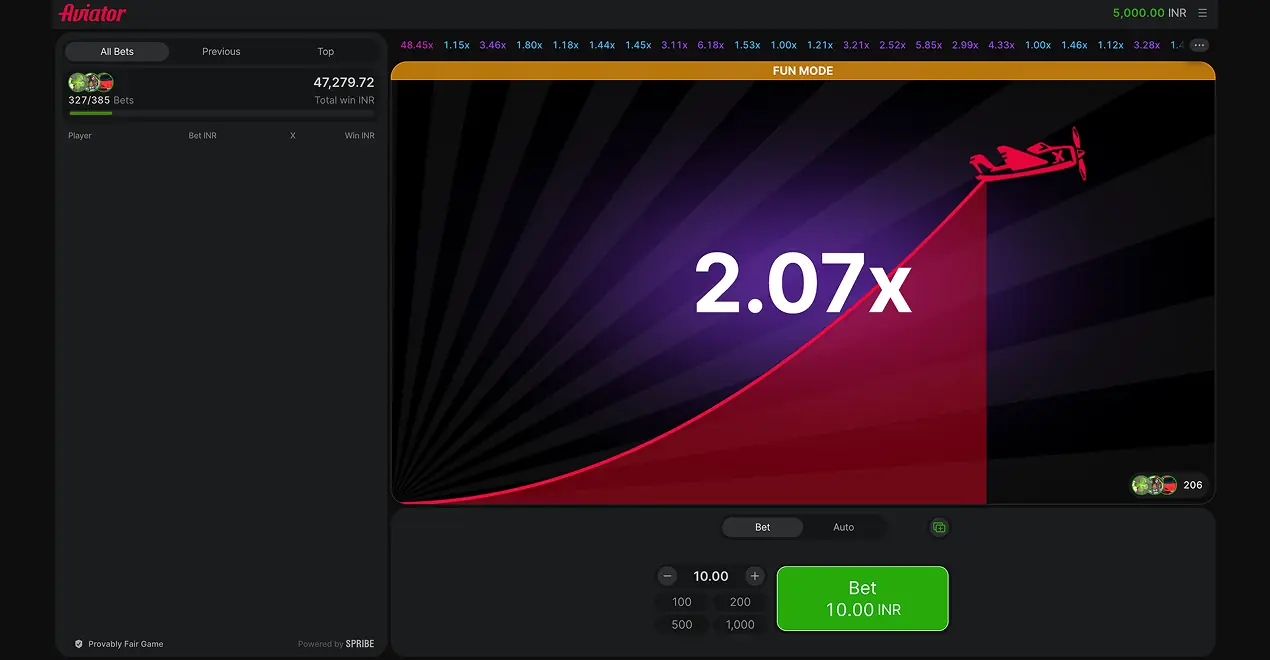 Aviator demo mode